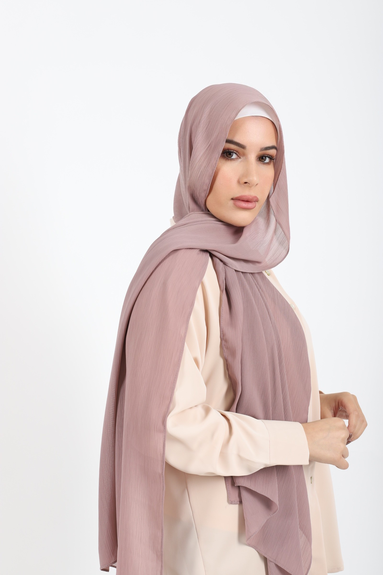 Hijab mousseline plissé pas chère, voile musulmane, grand hidjab 