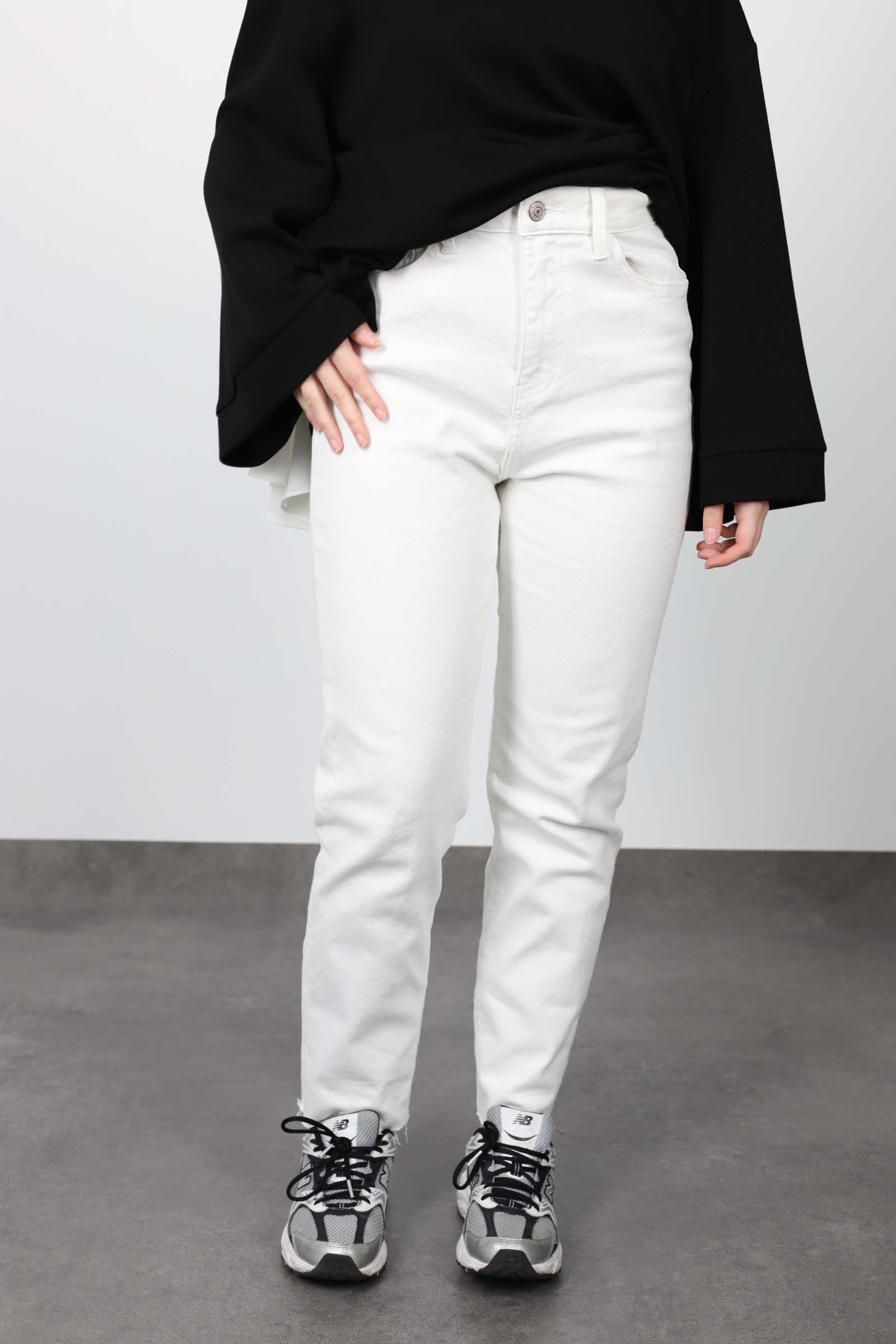  Women's white high waist cropped jeans 