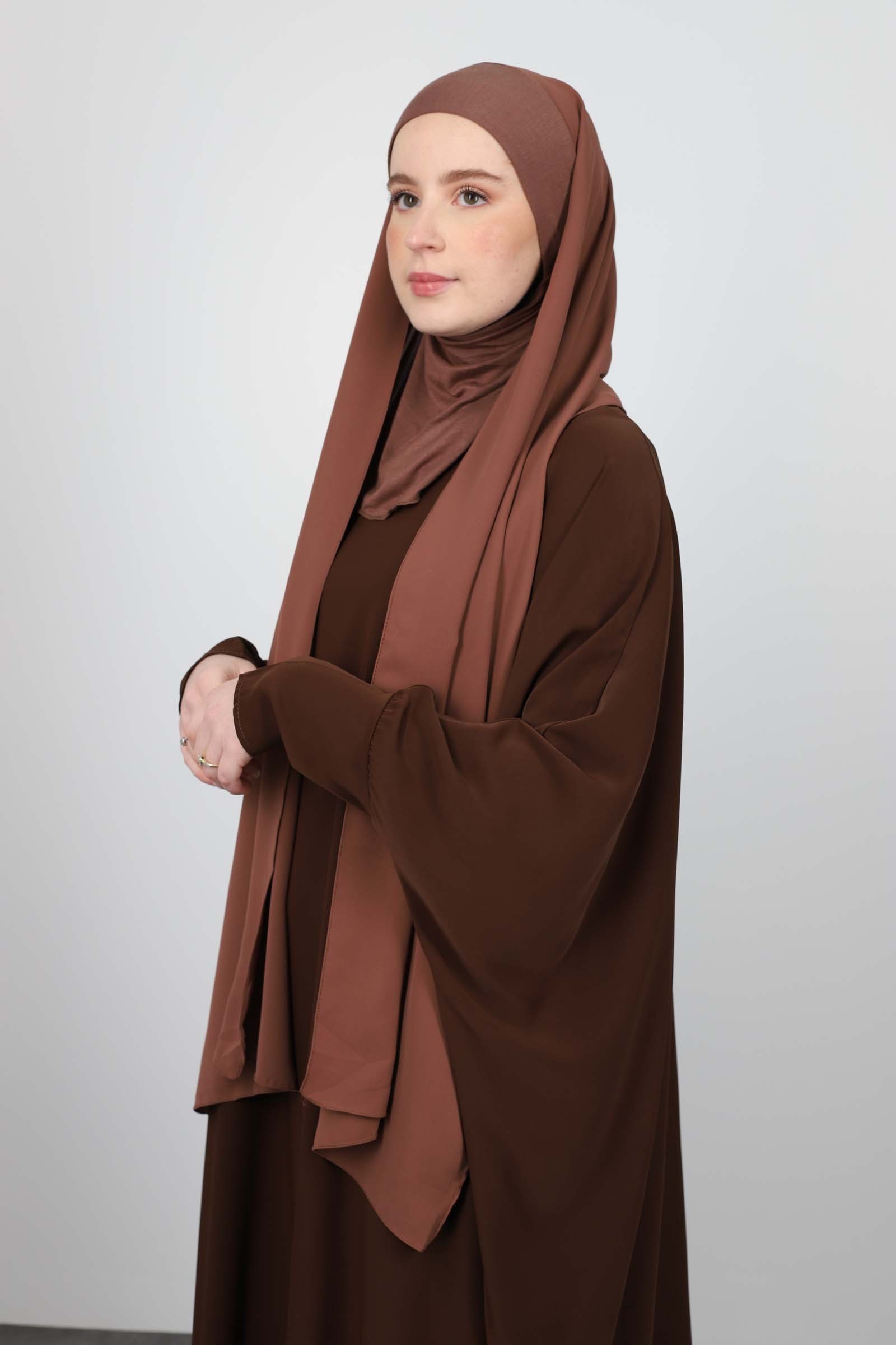Hijab cagoule en soie de médine, hijab à enfiler