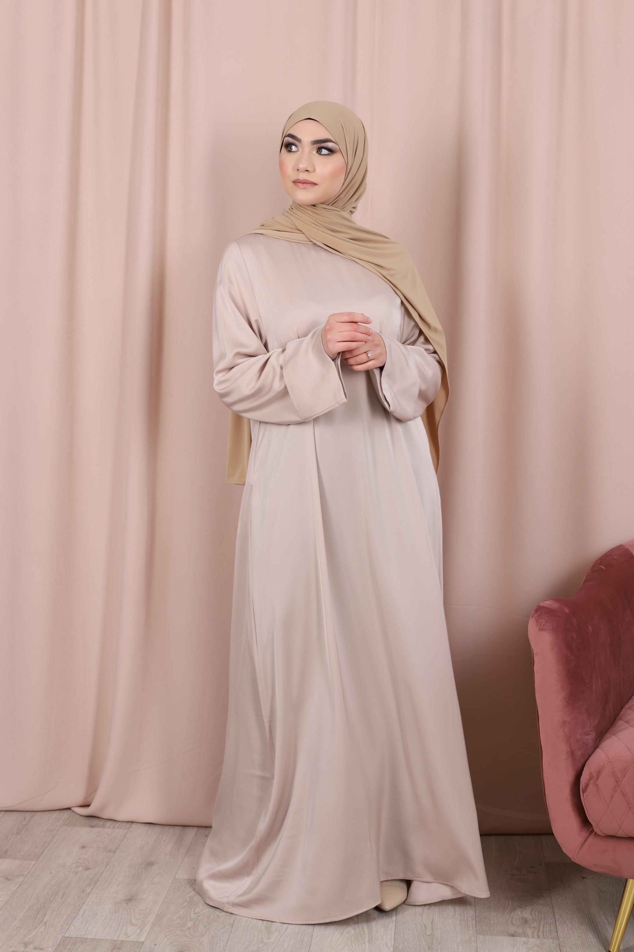Abaya satin beige - Jennah Boutique