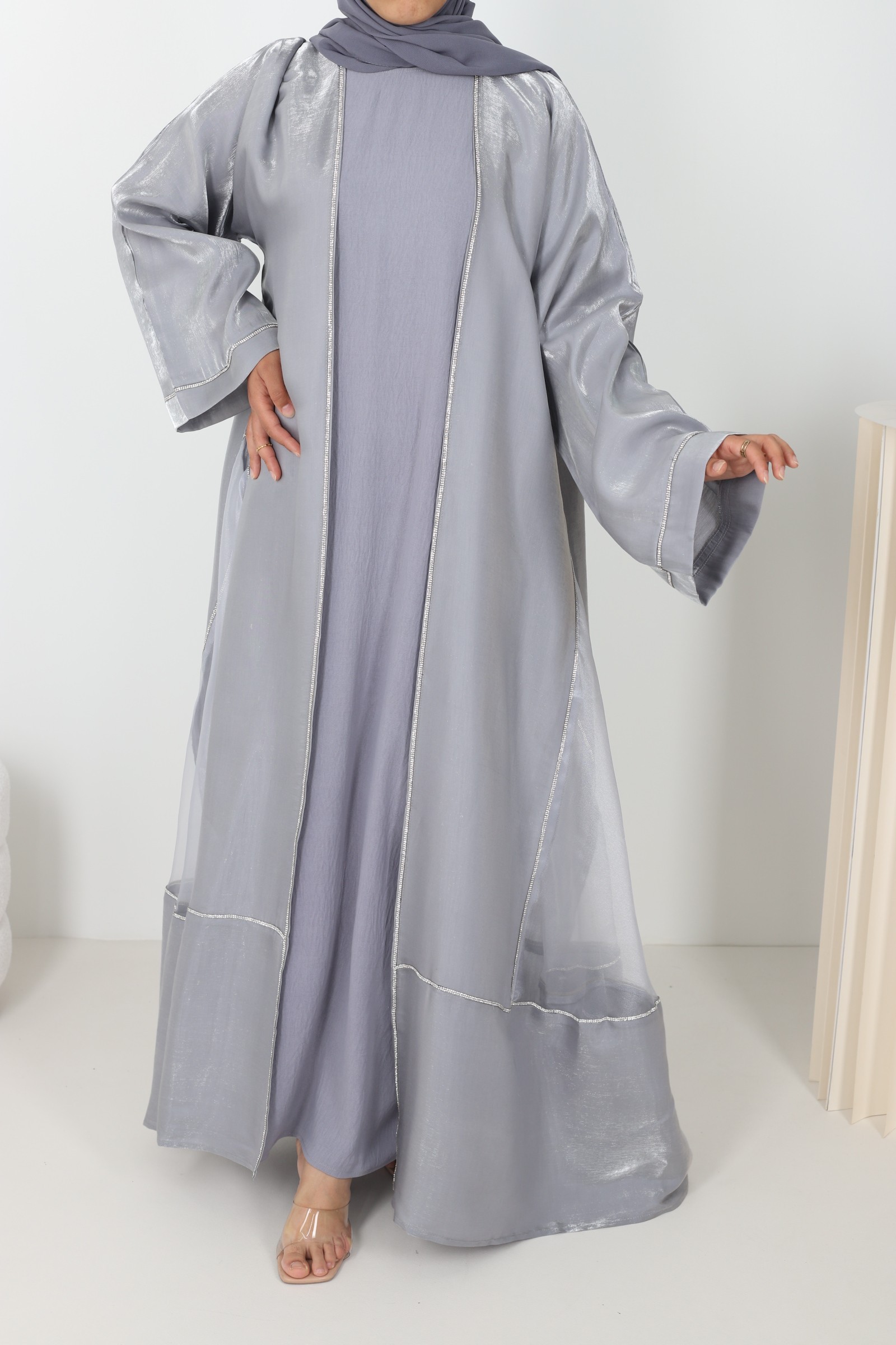 Abaya kimono Fatima gris