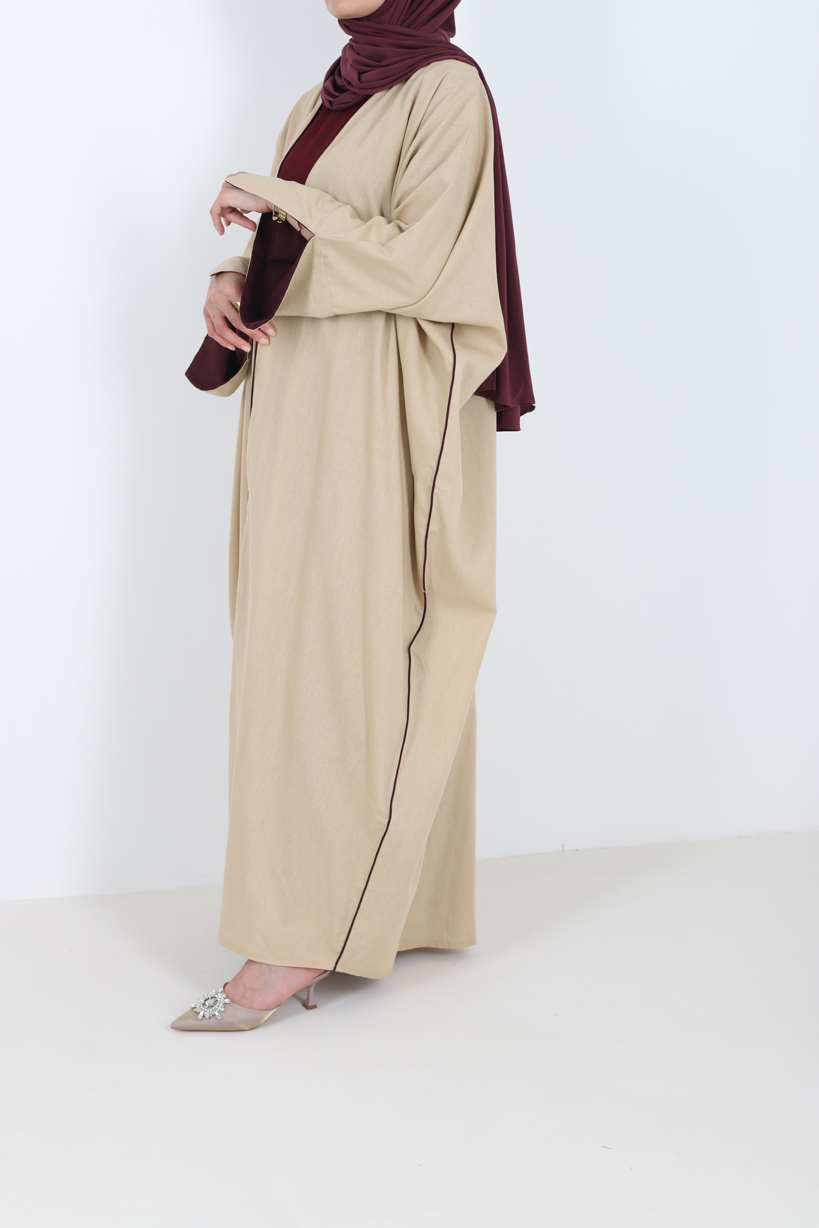 Abaya oman en lin reversible ultra legere pour l'été femme musulmane