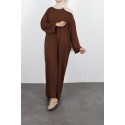 Brown ribbed long dress