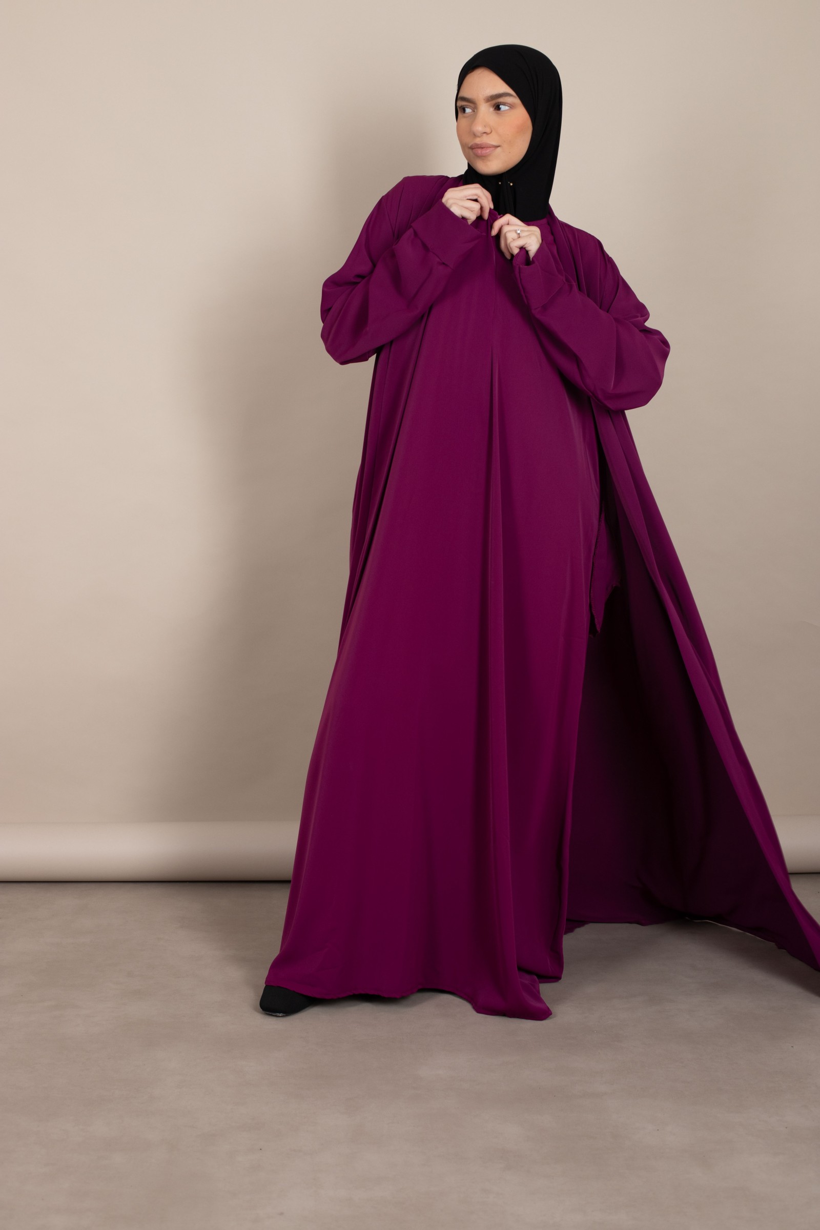 Abaya Kimono single sleeve fuchsia