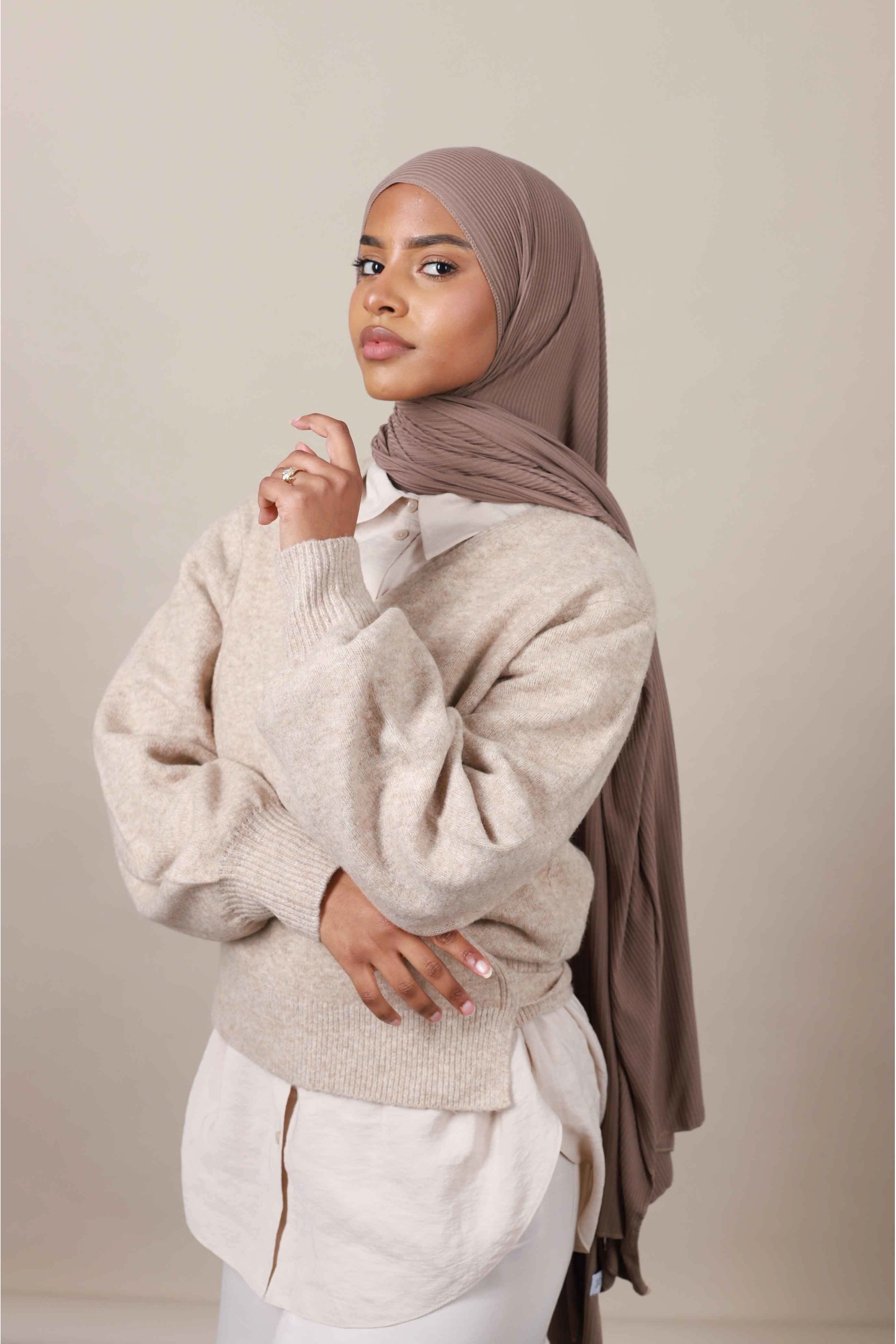 jersey hijab côtelé pour le quotidien , hijab pas chère femme