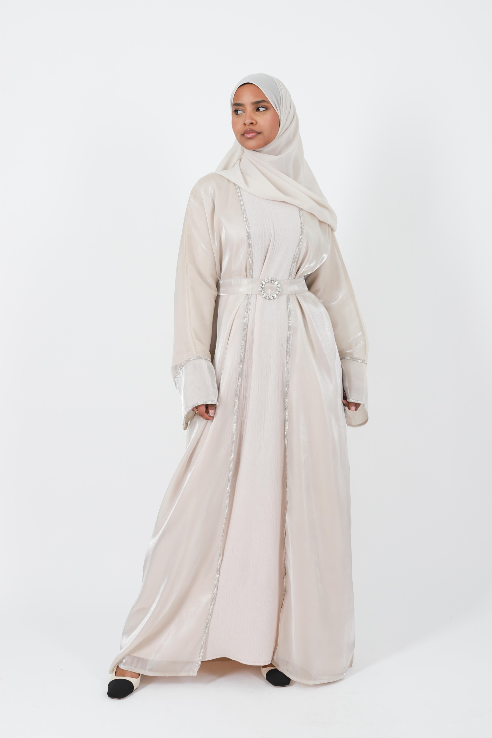 Abaya Dubai Muslim women's set outfit Aid el fitr 2024