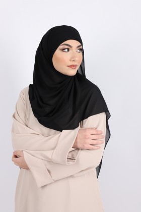 Hijab à enfiler mousseline noir