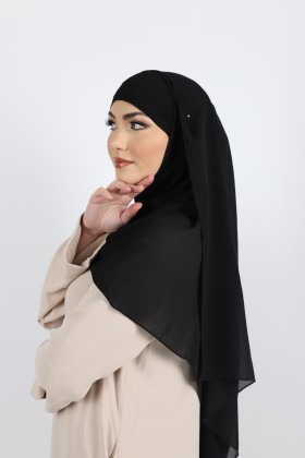 Hijab à enfiler mousseline noir