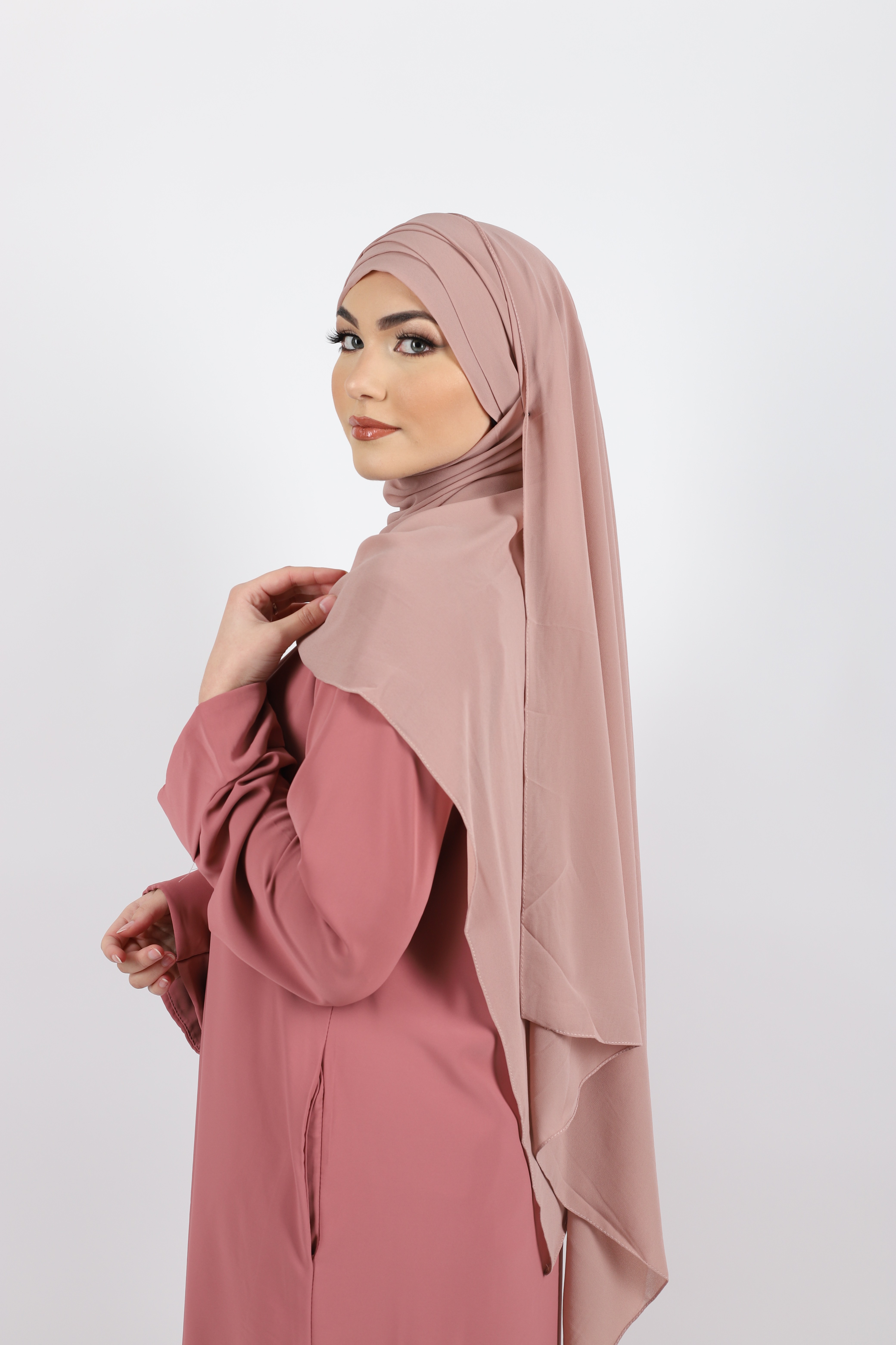 Hijab à enfiler mousseline guimauve